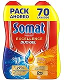 Somat Excellence Gel Frescor Anti-Olor (70 lavados), detergente lavavajillas desengrasante, lavavajilla líquido automático en botella, jabón para platos con vinagre