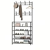 JUPPLIES - Perchero de Pie con Zapatero para Entrada Recibidor, Salón, Habitación - Perchero Zapatero con 5 Estanterias para Zapatos y Perchas de Pie - Perchero Moderno para Almacenamiento 180x60x30cm