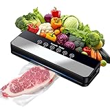 Máquina selladora al vacío,Potente sistema de conservación de alimentos compacto 5 en 1 de precisión de 90 kPa,30 bolsa de vacío, modos seco y húmedo Negro