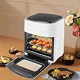 Freidora de aire caliente, 1400 W, 15 L, freidora de aire con pantalla táctil LED digital, freidora de aire caliente, sin grasa, airfryer para asar/asar/secar, 80-200 °C (blanco)