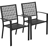Yaheetech Juego de 2 Sillas de Comedor de Metal con Respaldo Muebles de Exterior para Todo Tiempo para Jardín Terraza Balcón Patio Piscina Carga 136kg