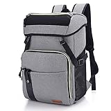 YOUNGOA Mochila Nevera Isotermica 30L, Gran Capacidad Nevera Mochila Bolsa Térmica, Impermeable Mochila Picnic Portatil para Familiares la Playa/Picnic/Camping/Barbacoa/Senderismo Gris Claro