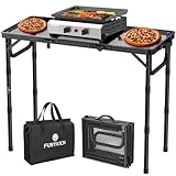 FUNYKICH Mesa de barbacoa portátil de 87 x 40 cm, mesa de camping plegable con 3 alturas ajustables (26/48/70 cm), mesa plegable con escritorio de malla, fácil de montar, mesa multifunción para