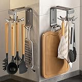 DEPAOTLUX 2 piezas Soporte de Utensilios Cocina con 8 Ganchos,360 ° Giratorio Utensilios de Cocina Rack,Metal Colgante de pared Utensilios en Cocina Ganchos (Gris)