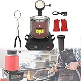 XNYXLPP Kit de Horno de fusión, 2102.0 °F/2102 ℉ Máquina automática de Horno de fusión Digital con crisol de Grafito para Metal Oro Plata joyería Cobre (Red 3kg Capacity)