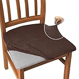 Granbest Juego de 4 fundas de asiento para silla de comedor de jacquard, muy elásticas, antipolvo, para comedor, cocina (juego de 4, color chocolate)