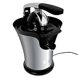 Exprimidor eléctrico de palanca 160W, motor AC profesional, depósito de 0,65L, 2 conos para todos los cítricos, cuerpo y filtro ajustable y regulable, fácil limpieza, desmontable
