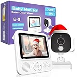 OBVHNUA Vigilabebés con Cámara, 2000mAh Camara Vigilancia Bebe Inteligente con Pantalla LCD de 2.8', VOX, Zoom 2X 4X, Visión Nocturna, Monitoreo de Temperatura, Despertador, Comunicación