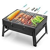 Uten Parrilla portátil de carbón Vegetal para ahumar, para cocinar al Aire Libre, Camping, Senderismo, picnics, mochileros, Negro, S