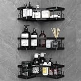 Estanteria Ducha, Estanteria Baño con Adhesivo, Estanteria Baño sin Taladro Antioxidante, Negro Estante Ducha, Estanteria Ducha sin Taladro, Organizador Ducha, Estante Baño sin Taladro