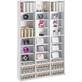 VEVOR Gabinete de Almacenamiento Multimedia Estante Ajustable para DVD de 9 Capas con Capacidad para 756 CD, 27 Compartimentos para Colecciones de Música, Películas, Videojuegos, Recuerdos, Blanco
