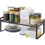 HGYZE Estante de Almacenamiento de Metal de Cocina, 35x21x20CM Organizador para Debajo del Fregadero, Despensa Estante Apilable, Organizadores para Armarios Deestantes de Mesa para Baño Sala (Negro)