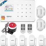 KERUI Alarmas para Casa 2G/4G GSM 2.4GHz WIFI, Sistema de Alarma Seguridad para Hogar por CALL/SMS/APP, Kits Alarma Antirrobo Inalámbrico DIY con Detector/Sensor de Movimiento Alarma Puerta sin cuotas