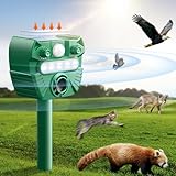 Repelente para Gatos Exterior, Ultrasónico Ahuyentador de Perros, Palomas, Pájaros, Perros, Ratones, Zorros, Disuasión Solar 5 Modos IP45 Impermeable con LED Intermitentes