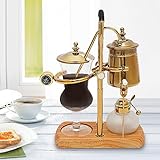 Xigner Cafetera con sifón de 400 ml, cafetera hecha a mano, retro, cafetera de té caliente, cafetera de cristal para oficina en casa (dorado)