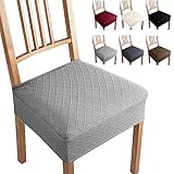 Fundas para Sillas Pack 6 Fundas Elásticas Jacquard Fundas de Asiento Universal Fundas Sillas de Comedor Extraíbles y Lavables Cubiertas de la Sillas para Hogar,Hotel,Fiesta(Gris-Plateado, 6 Piezas-B)