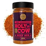 Holy Cow BBQ Rub - Condimento para carne de vacuno a la barbacoa - 100% natural y perfectamente equilibrado - Que aporta un sabor increíble a cualquier corte de carne - Tarro Grande (210 g)