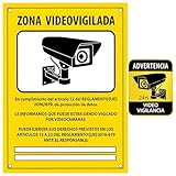 ITALMI® Set Cartel Videovigilancia de PVC + Adhesivo | Placa zona videovigilada 20x15 cm + adhesivo pequeño para añadir una seguridad extra. (1)