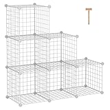 C&HOGAR Almacenamiento de Cubos de Alambre, 6 - Organizador de Cubos Rejillas de Metal C, la Oficina, la Sala de Estar, 36.6 Pulgadas de Largo x 12.4 Pulgadas de Ancho x 36.6 Pulgadas de Alto, Blanco