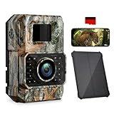 Coolifepro Cámara de Caza Solar, 60MP WiFi Bluetooth Camara Fototrampeo, Batería Interna 2000mAh, No Necesita Batería Extra, Camara Caza para Monitoreo de Vida Silvestre con Tarjeta Micro SD 32GB