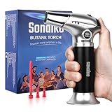 Sondiko Soplete De Cocina S901, Soplete Cocina Recargable con Cierre De Seguridad y Llama Ajustable Para Bricolaje, Creme Brulee, Barbacoa y Horneado, Gas Butano No Incluido