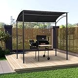 Homgoday Cenador para barbacoa con techo, carpa para barbacoa, toldo para barbacoa, toldo para jardín, carpa de jardín, carpa para fiestas, 215 x 150 x 220 cm, color antracita y acero