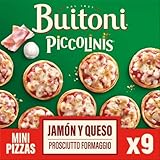 BUITONI Piccolinis Jamón y Queso - Mini Pizzas Congeladas Prosciutto Formaggio - 9 minipizzas crujientes de 30g - 270g (Congelado)