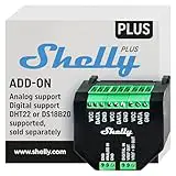 Shelly Plus Add-On - Interfaz de sensor Wi-Fi y Bluetooth (para relés), Compatible con sensores inteligentes DS18B20, DHT22 y Arduino, Entrada analógica y digital, Control remoto con app,