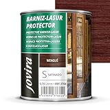 JOVIRA PINTURAS. BARNIZ LASUR PROTECTOR SATINADO (7 colores) Protege, decora y embellece todo tipo de madera (750 Mililitros, Wengue)