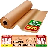 Papel de Horno Sin Blanquear - Papel Horno Rollo de 38cm x 64m con Cortador, Papel Vegetal Horno para Hornear, Cocinar, Asar a la Parrilla, Vapor y Freidora de Aire por Baker's Signature