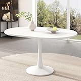 PugSDRLY - Mesa ovalada de comedor extensible, mesa de comedor blanca, minimalista moderna, mesa de comedor, mesa multifuncional, mesa auxiliar, mesa baja, mesa de salón, 100/140 x W100 x 75 cm