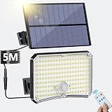 TOPPELIGHT Luz Solar Exterior 200LED Focos Led Exterior Solares con Sensor de Movimiento 4 Modos, IP65 Impermeable Lampara Solar con Mando a Distancia, Luces Solares Led Exterior Jardin