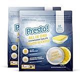 Marca Amazon - Presto! Pastillas lavavajillas todo en 1 Limón, 60 Unidad, Paquete de 2