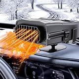 COMBLU Calentador de coche de 12 V 150 W, calentador de coche, calentador de coche portátil, desempañador y descongelador de parabrisas de calentamiento rápido 2 en 1 con rotación de 360 grados para