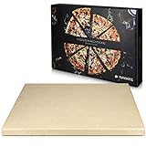 Navaris Piedra para pizza de cordierita - Piedra para horno rectangular para pizza o pan - Bandeja para parrilla barbacoa o grill - XL 38 x 30 x 1.5CM