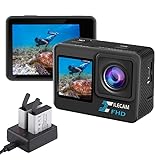Xilecam Cámara Deportiva 1080P de Pantalla Dual Camara Acuatica WiFi 4 * Zoom 131 Pies (40 m) Camara Acuatica Sumergible con Batería 2X 1050 mAh y Accesorios Multifuncionales Cámara Deportiva (L300)