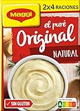 MAGGI Puré de Patatas Natural - Puré Instantáneo Sin Gluten - 8 raciones (2 bolsas) - Total pack: 230g