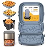 Alyvisun Molde Silicona Freidora de Aire, 3 Piezas Bandeja Moldes para Air Fryer Reutilizable Recipientes Cuadrado Cesta Utensilios Accesorios para Freidora sin Aceite, Microondas, Horno (Gris)
