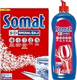 Somat Juego de abrillantador para lavavajillas, 750 ml y sal especial 1,2 kg