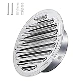 Qrity Cubiertas de Rejilla de Ventilación de Acero Inoxidable 100mm, Campana de Ventilación Exterior Redonda para Pared,Tapa para Salida de Humos, con Insectos Red, Para Ventilación de Escape