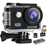 Cámara Deportiva 4K con 64GB SD Micro,20MP WiFi Videocámara de Casco,170° 40M Cámara Subacuática,EIS Antivibración Cámara Deportiva,Control Remoto