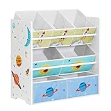SONGMICS Estantería de habitación Infantil con 7 Cajas de Almacenamiento de Tela no Tejida, estantería para niños, Organizador de Juguetes, 29,5 x 62,5 x 60 cm, Color Blanco GKR034W01