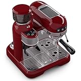 Klarstein Cafetera Expresso Automatica con Espumador de Leche, Cafetera Espresso 1.4 L Cafeteras, Pequeña de Acero Inoxidable 1550W para Capuccino, Cafetera Automatica, Maquina de Cafe