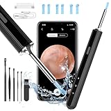 Qimic Otoscopio 3,5mm WiFi Endoscopio con 6 LED Camara Endoscopica Inalámbrico, Kit de Limpiador de Oídos para Eliminación de Cerumen para iPhone, Tabletas y Android