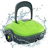 WYBOT Robot limpiador Cordless, aspirador automático para piscina y piscina que dura 50 minutos, para piscinas y piscinas enterradas con fondo plano, doble motor, hasta 525 metros cuadrados, verde