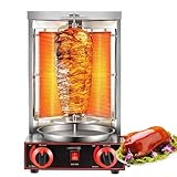 Asador vertical eléctrico con bandeja recolectora de aceite - Acero inoxidable con ajuste de 300 ℃ - Horno de kebab giratorio de 360°