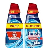 Finish All in 1 Max Power Gel Brillo&Protección, Detergente Gel para el Lavavajilla, 2 unidades - Total 70 lavados