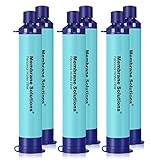 Membrane Solutions Filtro de Agua Supervivencia, Elimina el 99,9999% de E.coli, Precisión del filtro 0,1 Micrón, Sistema de Filtro Portátil para Emergencia, Camping, Senderismo, 6 Pack