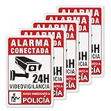 Pegatinas Alarma securita - Señal Zona Videovigilada - Carteles Videovigilancia Autoadhesiva Material de Vinilo 20X30CM - 5ud