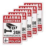 YIKIADA Pegatinas Alarma securita - Señal Zona Videovigilada - Carteles Videovigilancia Autoadhesiva Material de Vinilo 20X30CM - 5ud